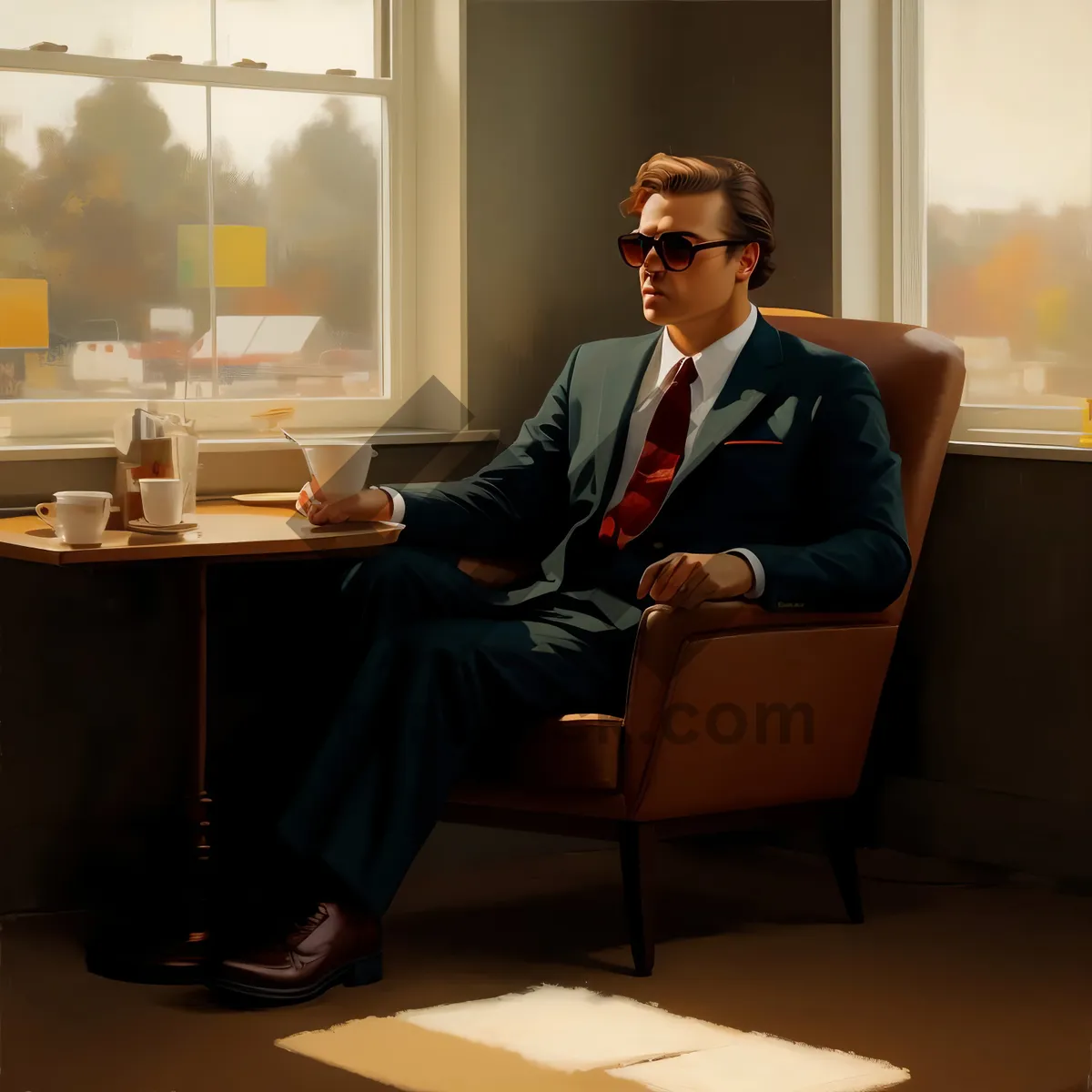 Picture of Corporate team meeting at office table discussing work.