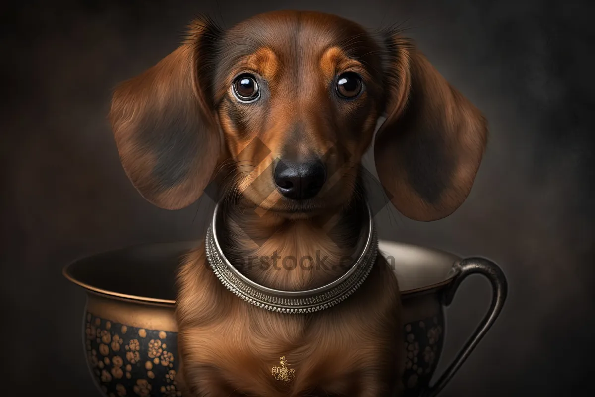 Picture of Frank the Sausage Dog Portrait Studio Shot