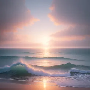 Golden Horizon: Tranquil Sunset on Tropical Beach
