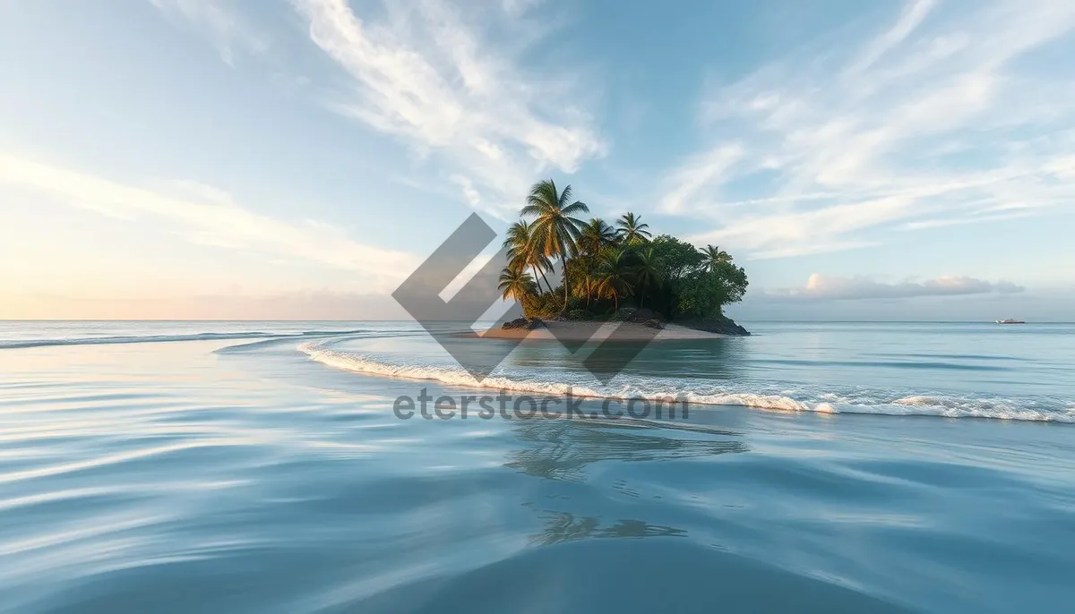 Picture of Tropical paradise: Beach, palm trees, and turquoise water