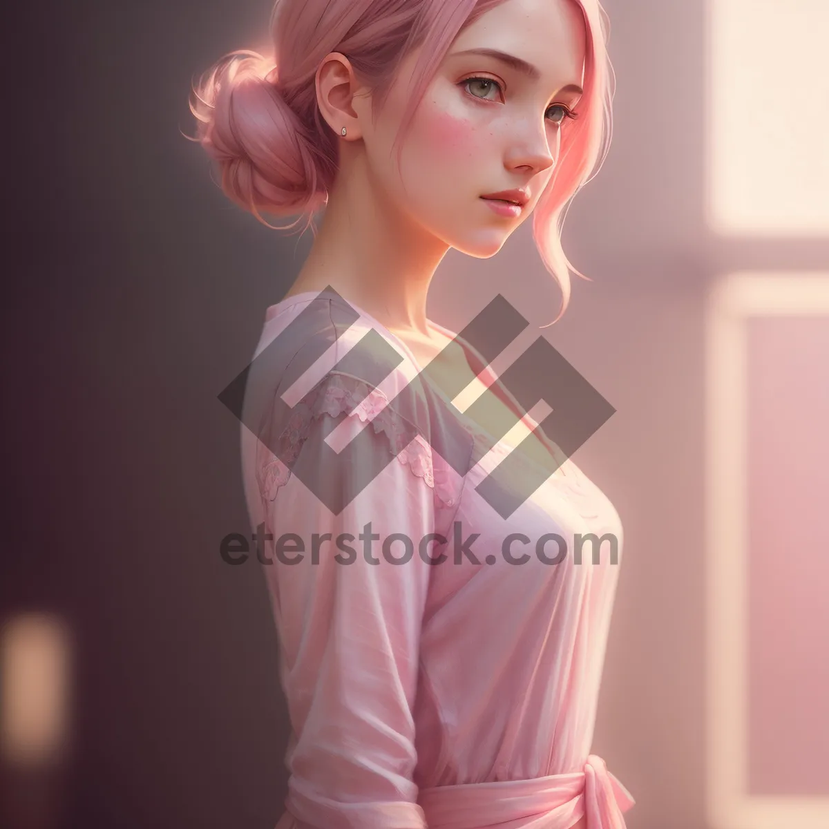 Picture of Smiling Blonde Lady with Fashionable Makeup
