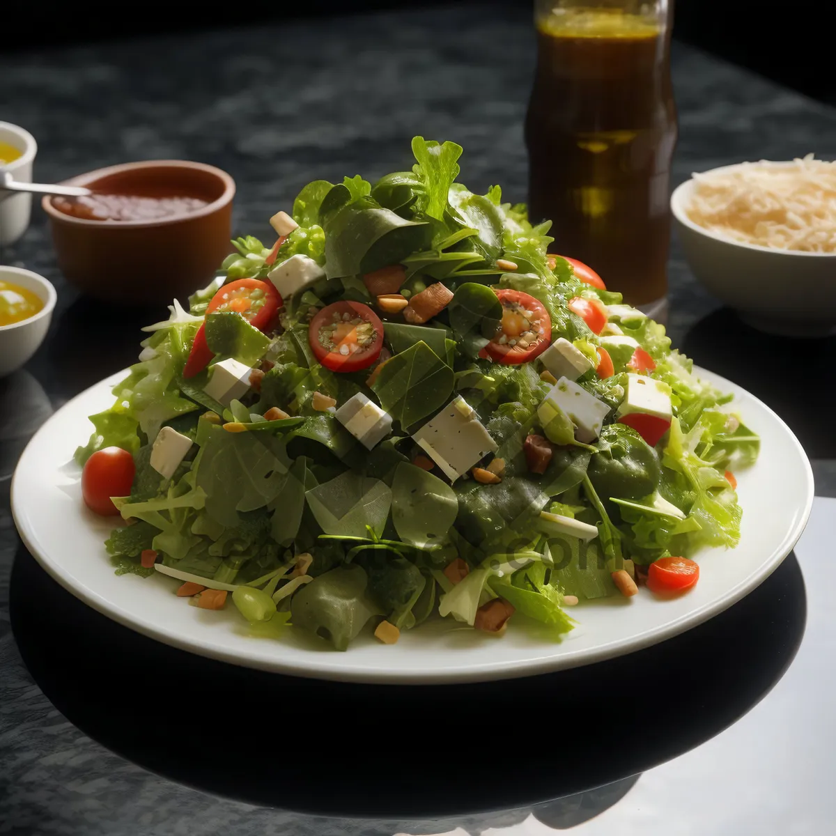 Picture of Fresh Vegetable Salad Bowl with Gourmet Dressing