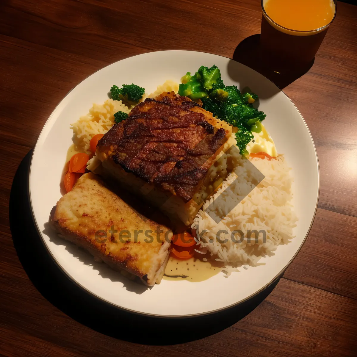 Picture of Delicious Grilled Steak with Mashed Potatoes and Salad