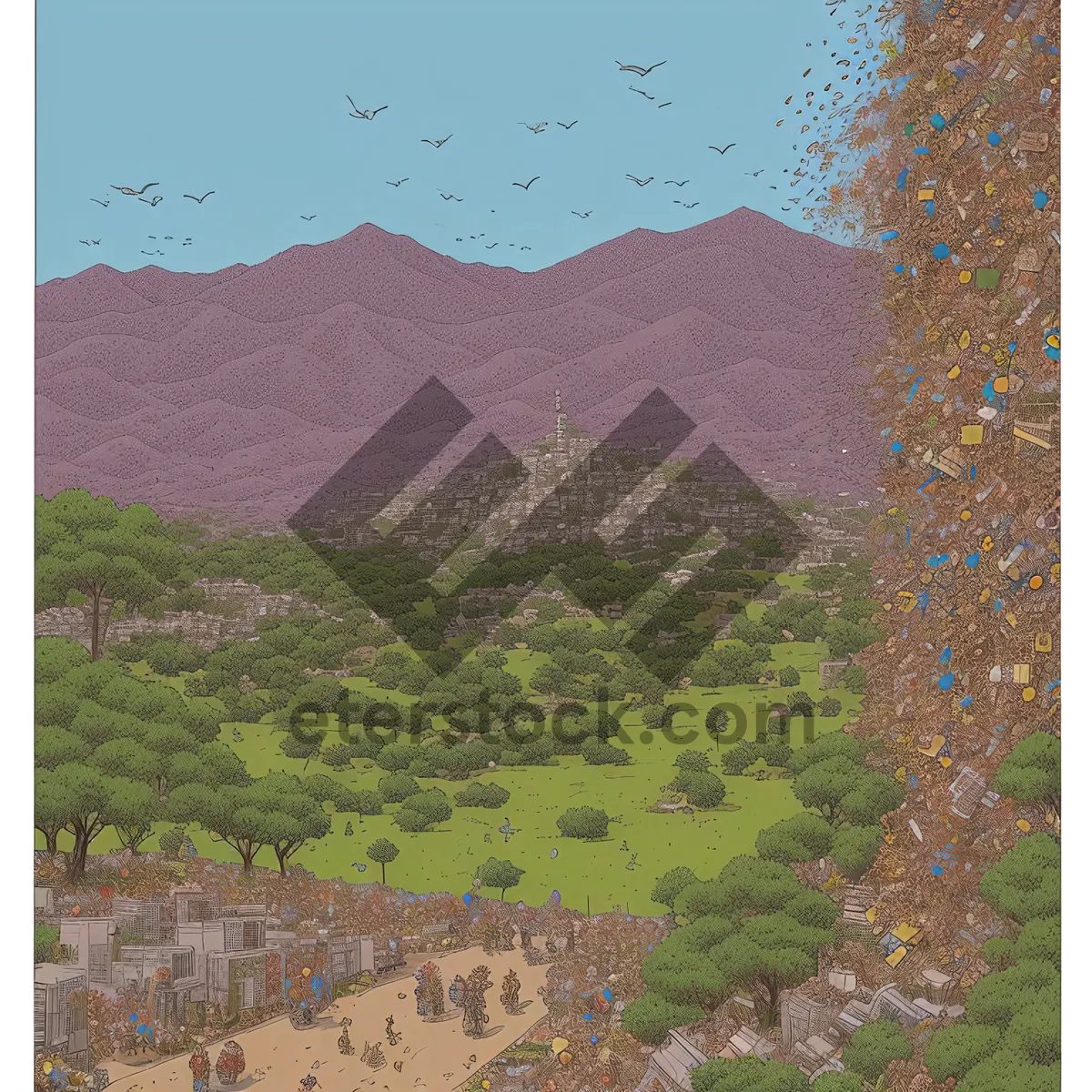 Picture of Grunge Mountain Landscape Puzzle Texture