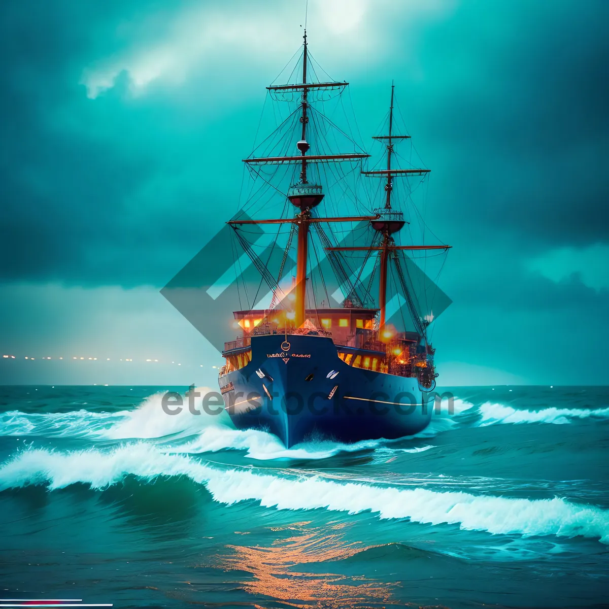 Picture of Majestic Pirate Ship Sailing the Open Seas