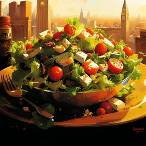 Fresh vegetable salad with tomatoes and peppers.