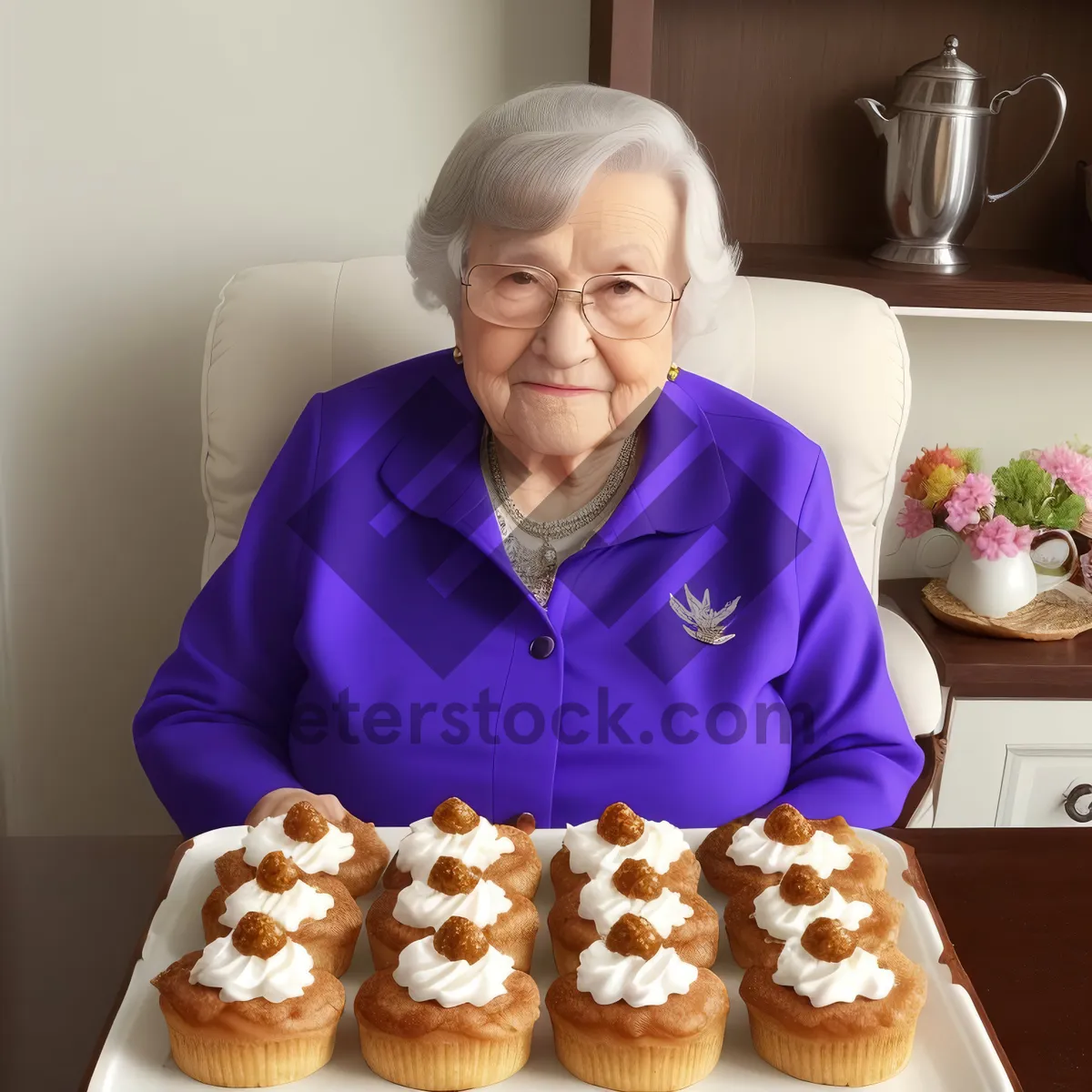 Picture of Grandma's Baked Sweet Pastry on Plate: Delicious Home-made Nutriment