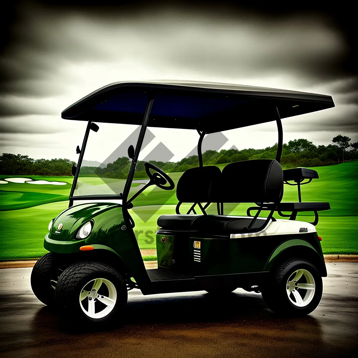 Picture of Golf Cart on Green Course