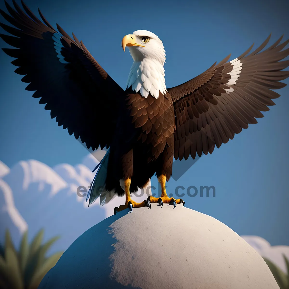 Picture of Majestic Bald Eagle Soaring in Wild Skies