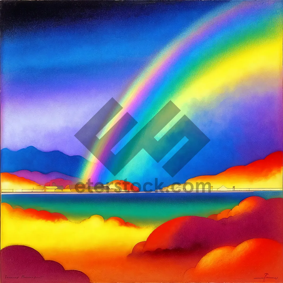 Picture of Abstract Rainbow Design with Futuristic 3D Shapes