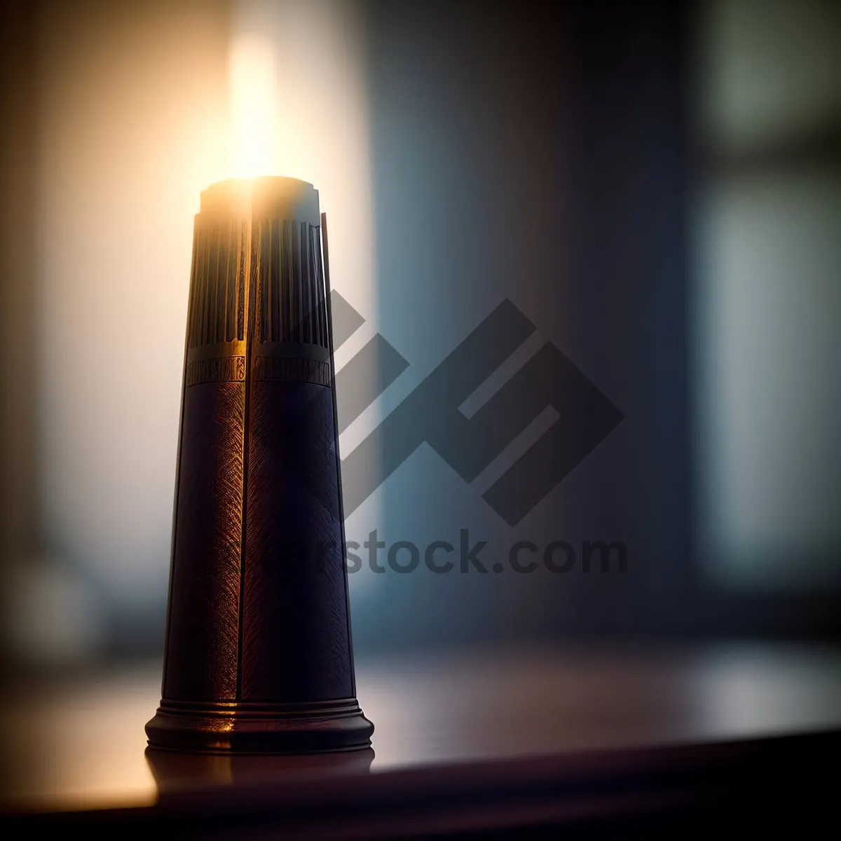 Picture of Dark Flame Illuminating Menorah with Candlestick