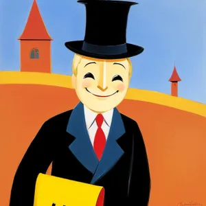 Graduation Cartoon Man in Mortarboard Cap