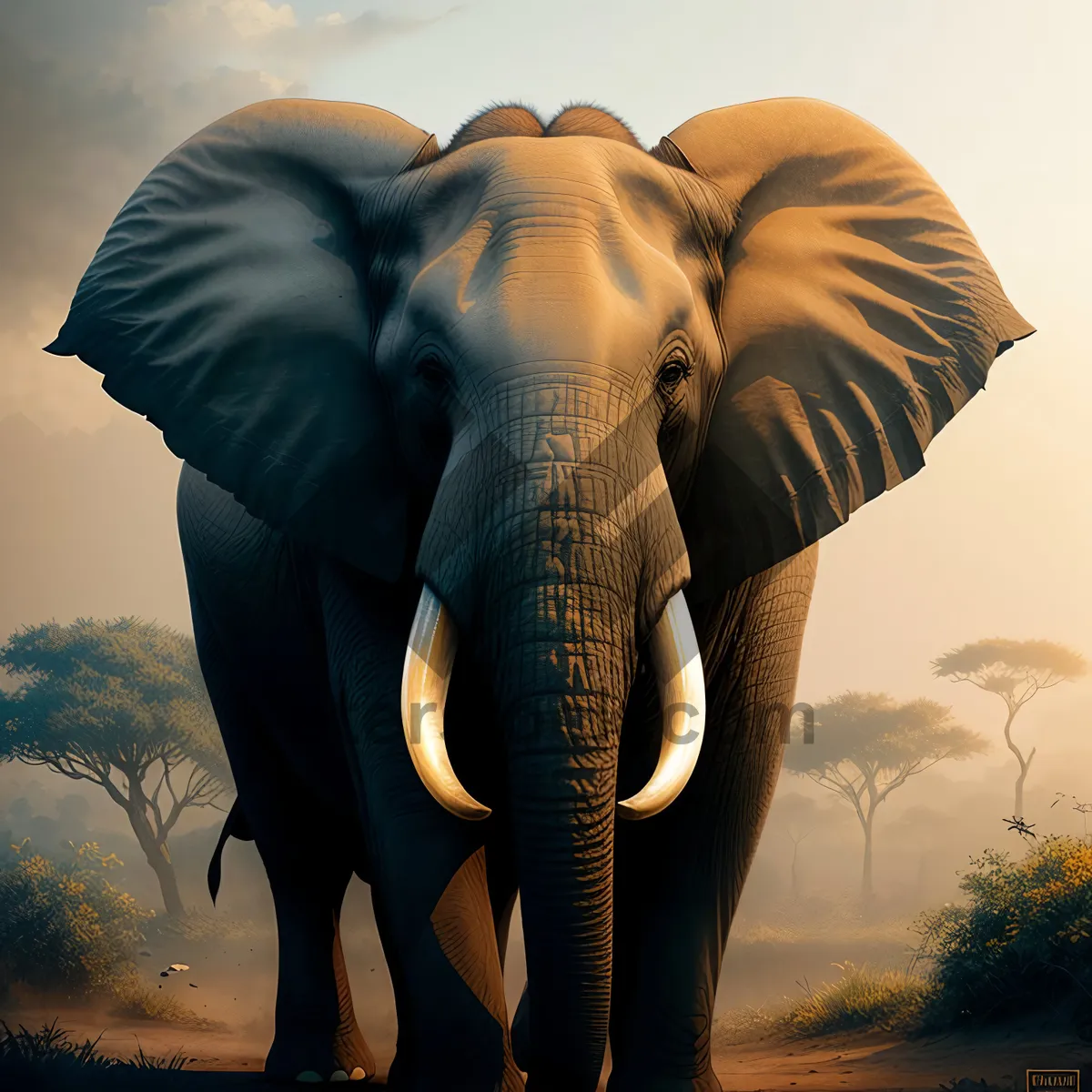 Picture of Majestic Tusker Roaming the African Savannah