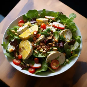 Delicious Vegetable Salad with Fresh Lettuce and Peas