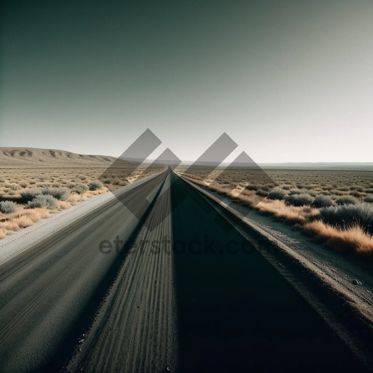 Picture of Endless Road: Speeding Through Desert Landscape