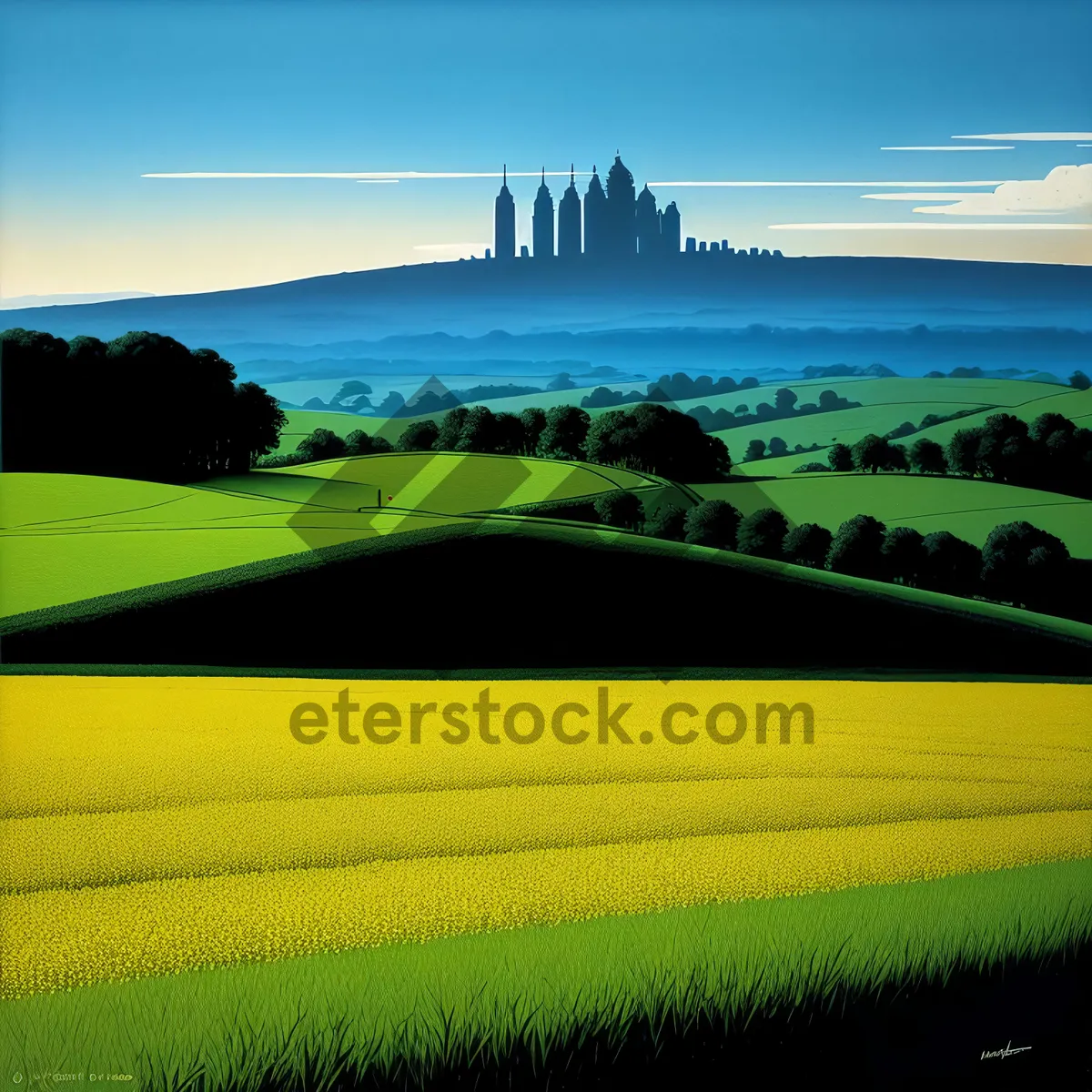 Picture of Serene countryside landscape under sunny skies