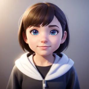 Beautiful doll portrait with a charming smile.
