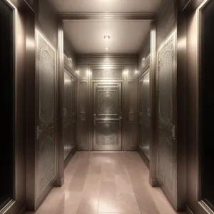 Modern Interior with Elevator and Decorative Lighting
