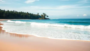 Tropical Paradise with Clear Turquoise Waves and Palm Trees