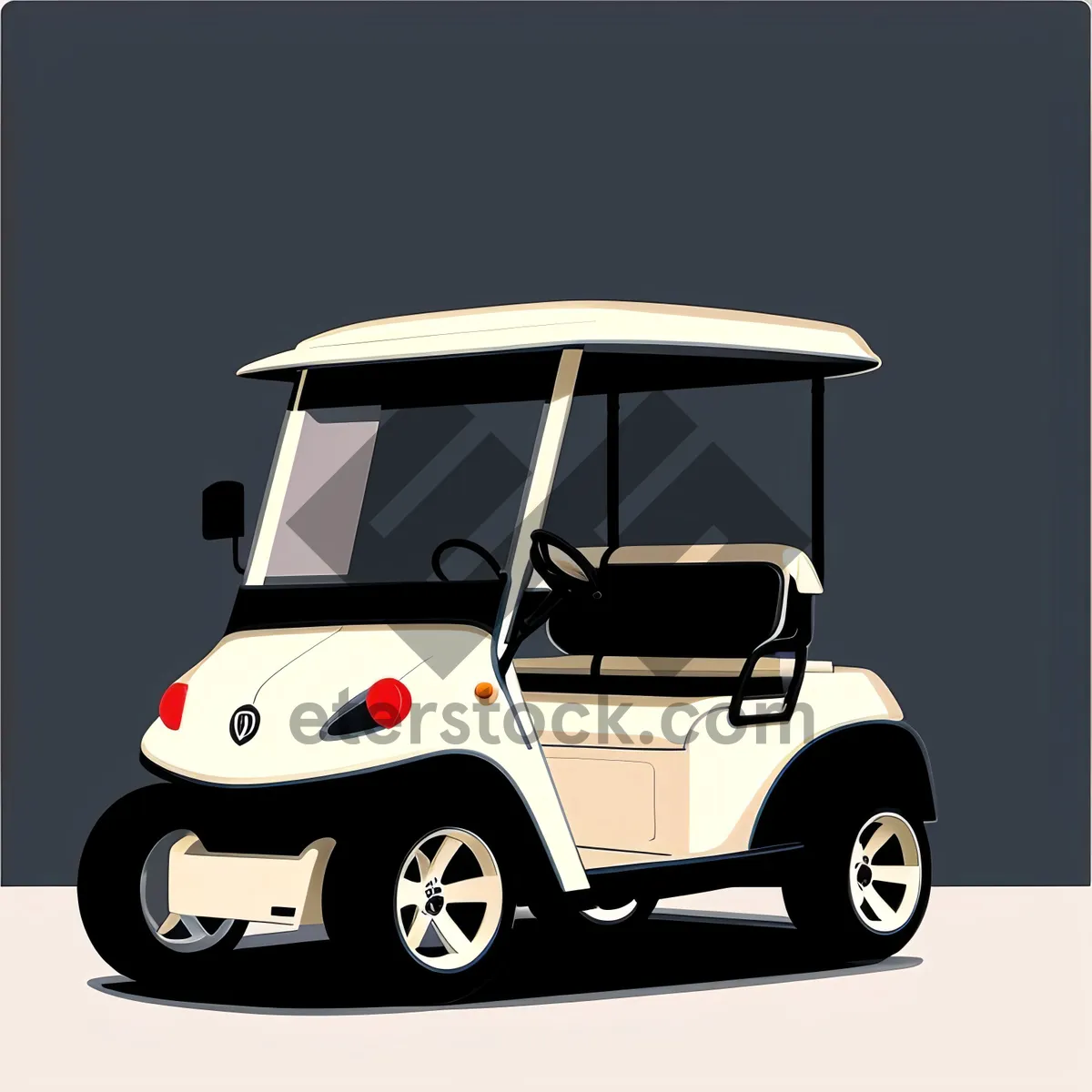 Picture of Golfer driving a sleek sports car on the fairway