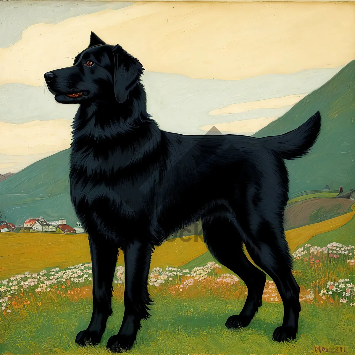 Picture of Black Purebred Shepherd Dog - Adorable Portrait