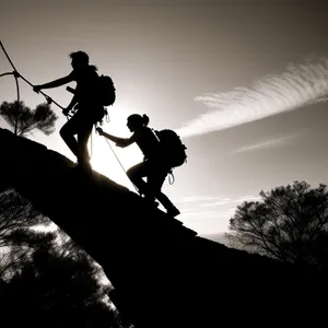 Sunset Rope Jump Silhouette in Active Outdoor Sport