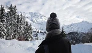 Winter Wonderland Ski Slope in the Mountains