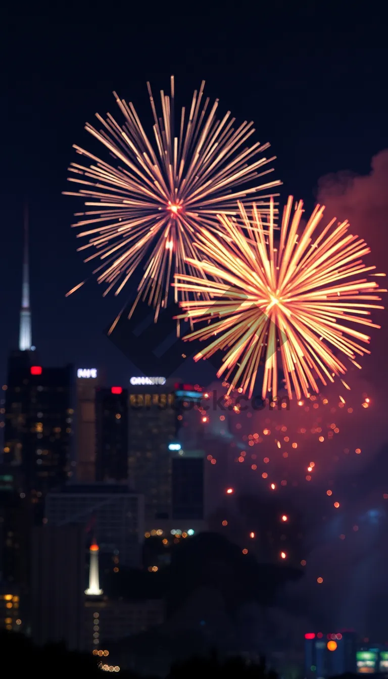 Picture of Colorful Fireworks Display in the Night Sky