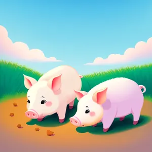 Piggy Bank Savings: Ceramic Pink Piglet with Money