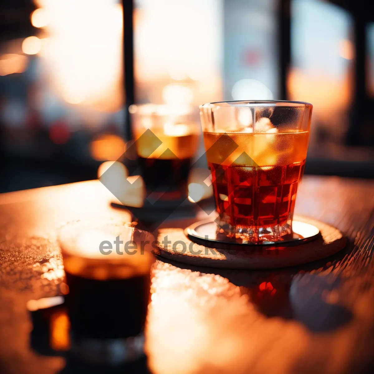 Picture of Fine dining table setting with wine and coffee