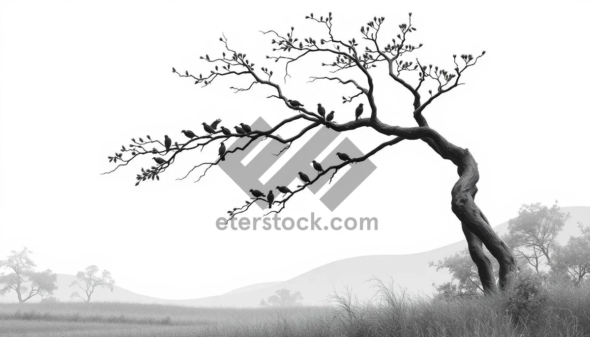 Picture of Winter Sky Silhouette Tree Branches Amidst Season
