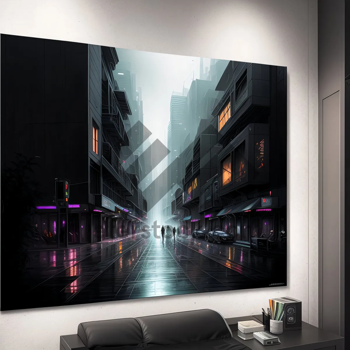 Picture of High-Tech Nighttime LED TV Screen Display