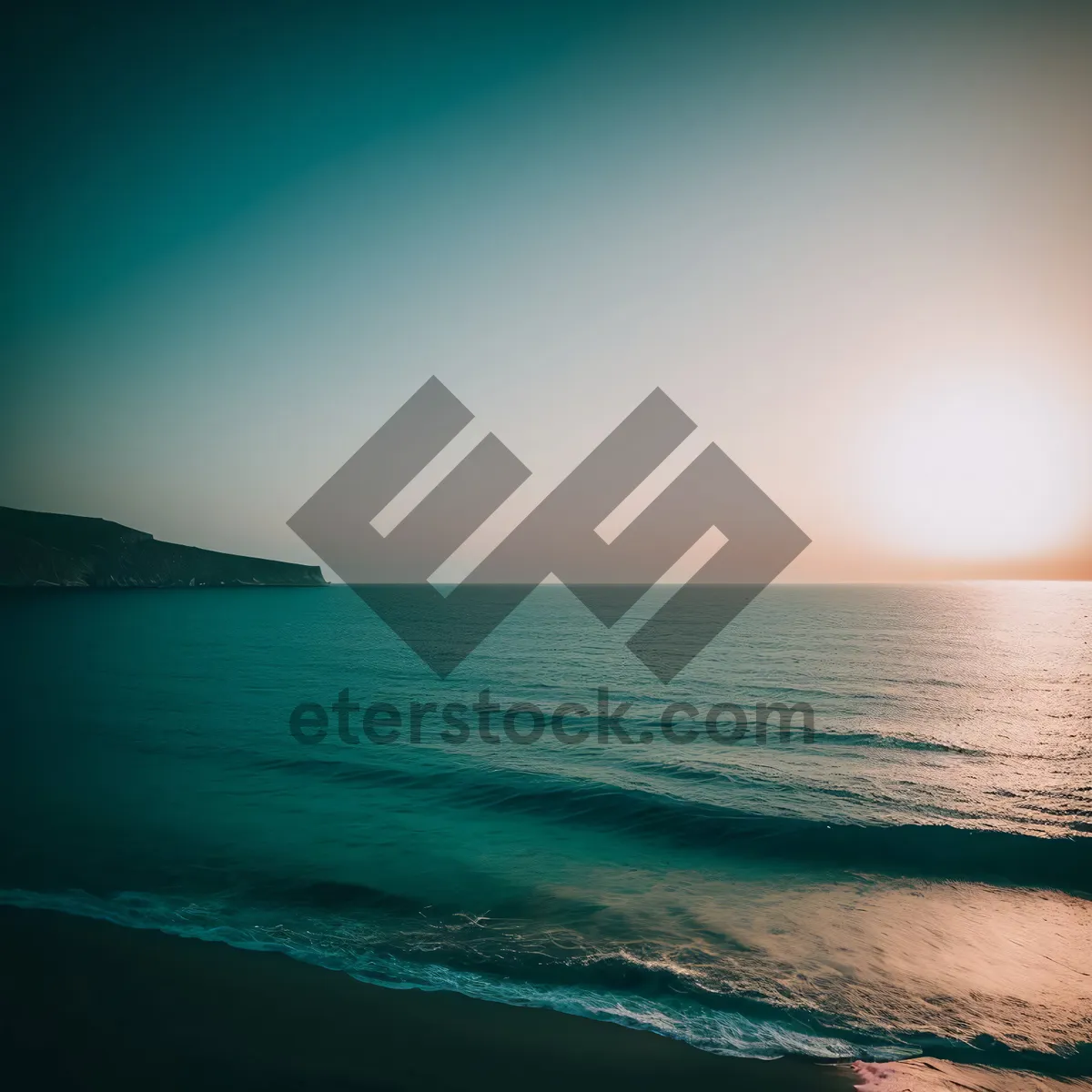 Picture of Turquoise Seascape: Tranquil Waves on a Sunny Beach