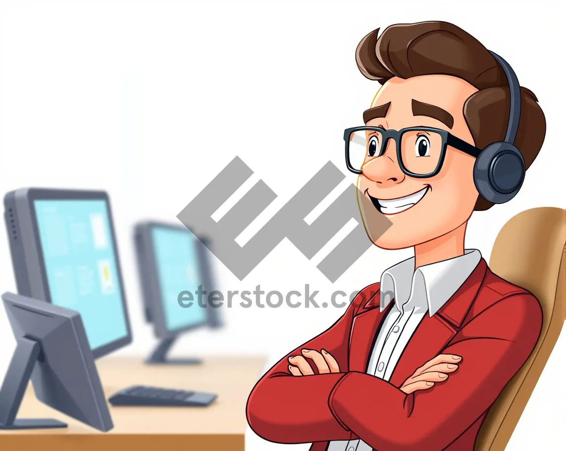 Picture of Cartoon clip art of a boy child drawing.