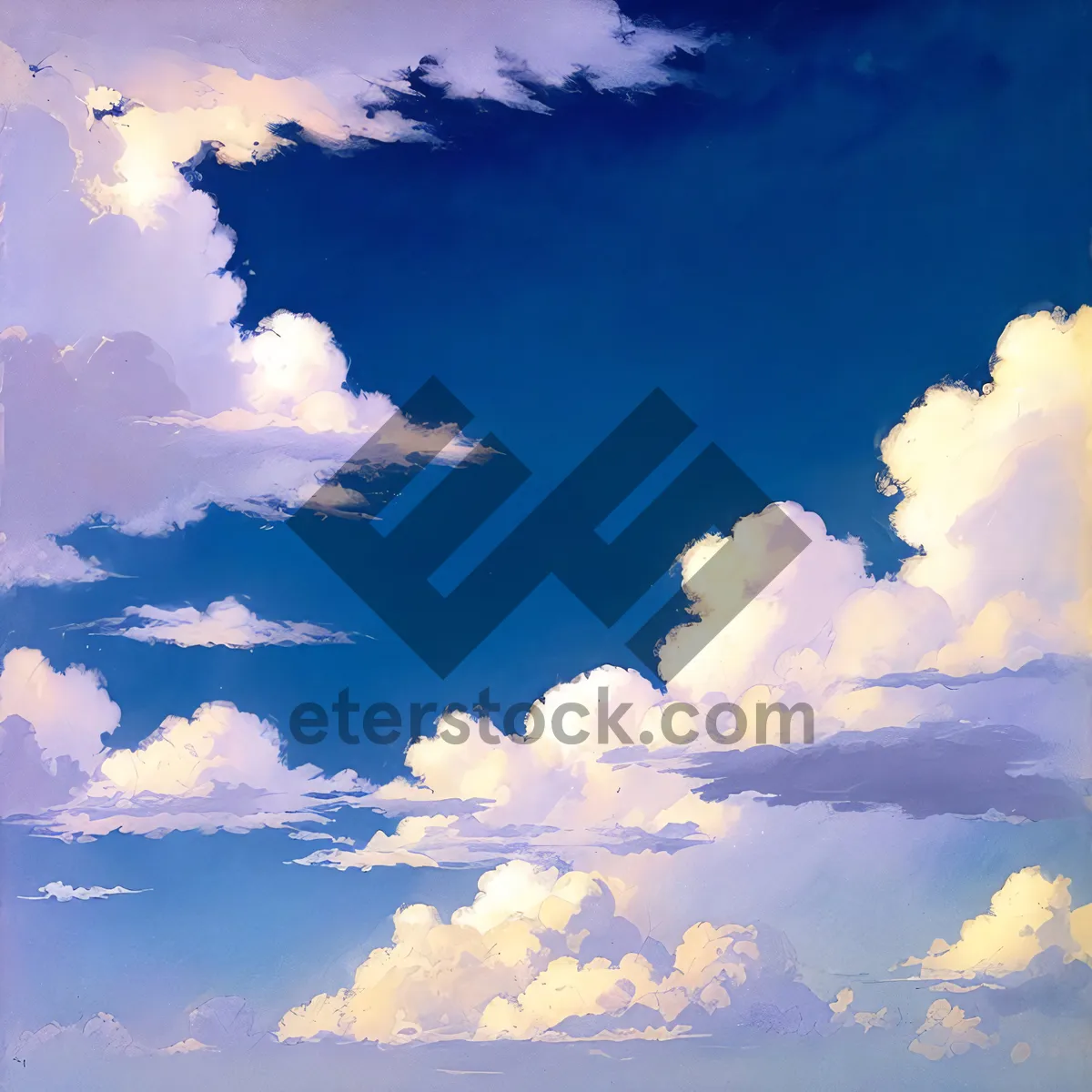 Picture of Vibrant Daylight Sky with Fluffy Clouds