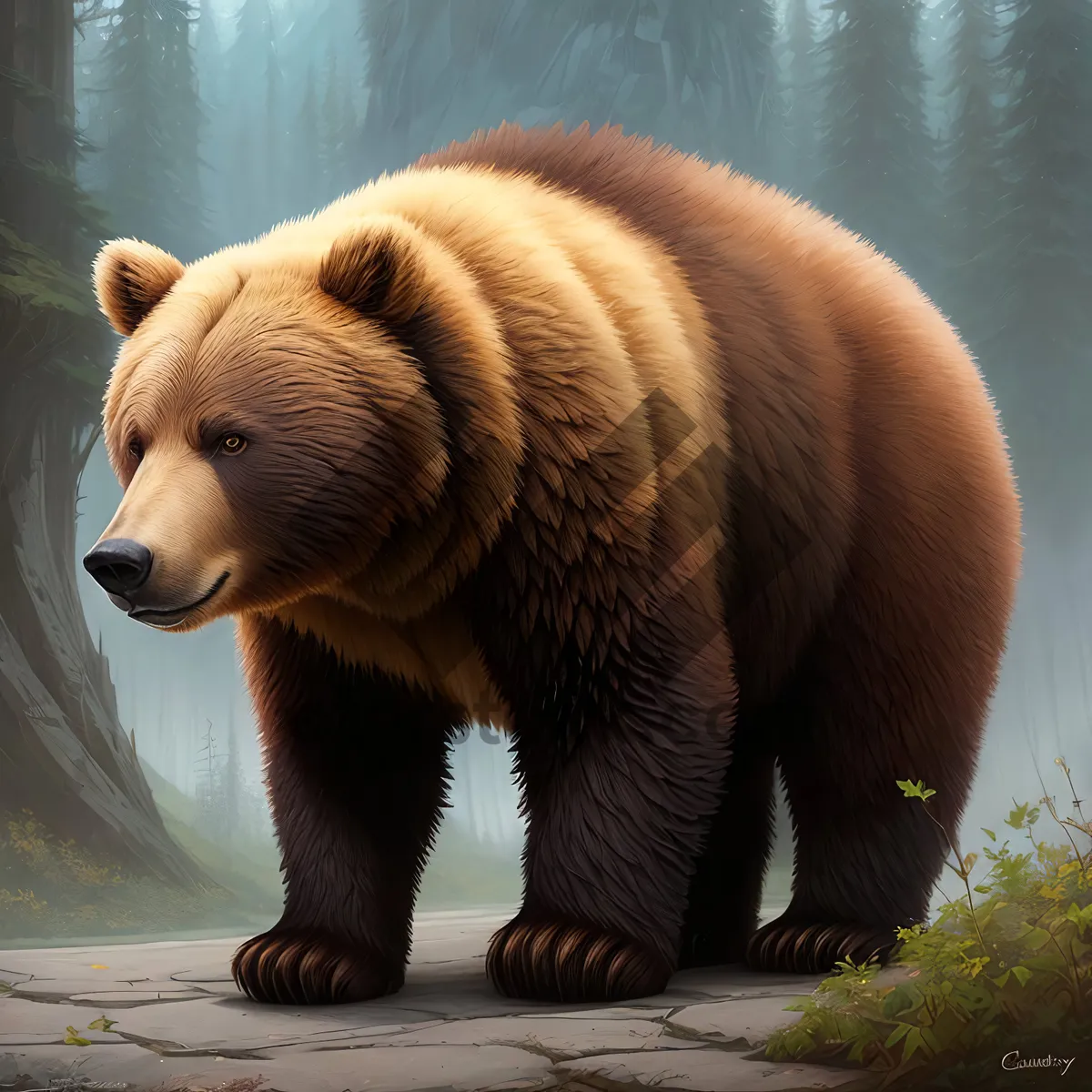 Picture of Magnificent Brown Bear in Natural Habitat