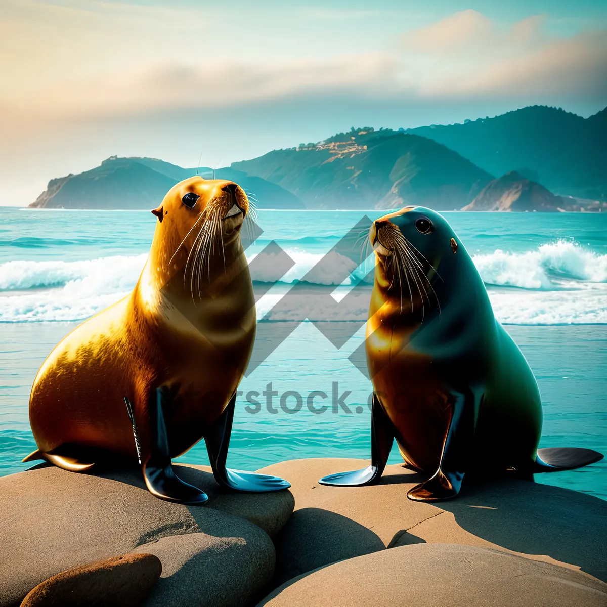 Picture of Tropical Sealion Basking on Sunny Beach