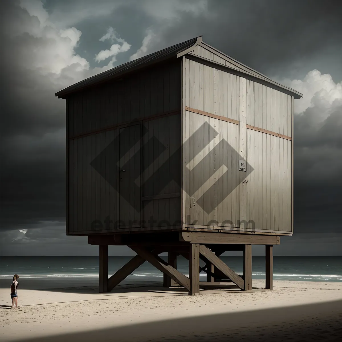 Picture of Charming Wood-Clad Outbuilding Under a Clear Sky