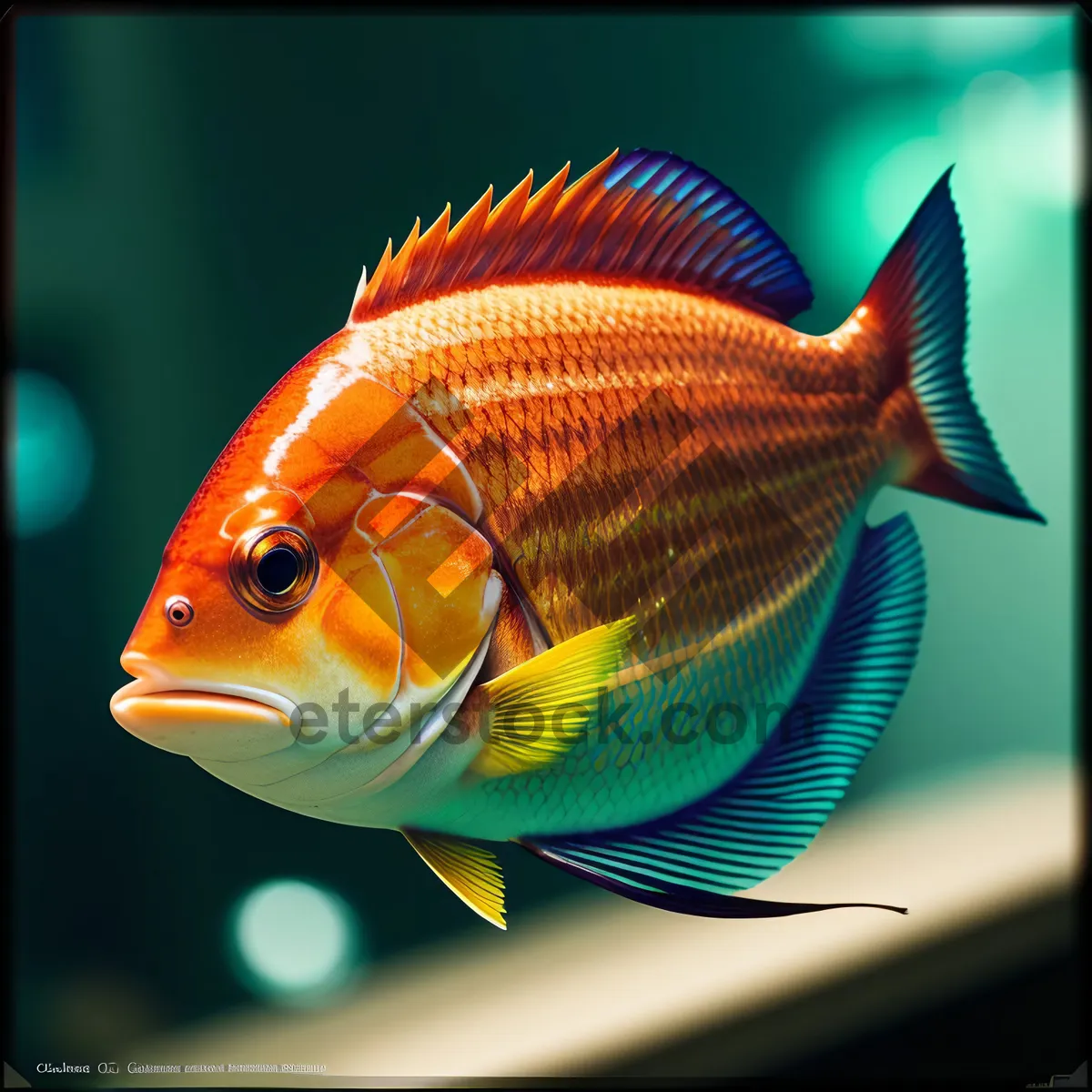 Picture of Colorful Goldfish Swimming in Aquatic Aquarium