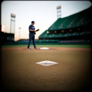 Competitive Athlete in Stadium Training under Bright Lights