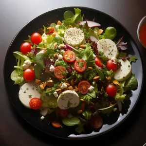 Fresh and Healthy Vegetable Salad with Cheese and Olives