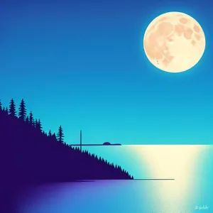 Clear Summer Sky with Bright Moon and Shining Stars