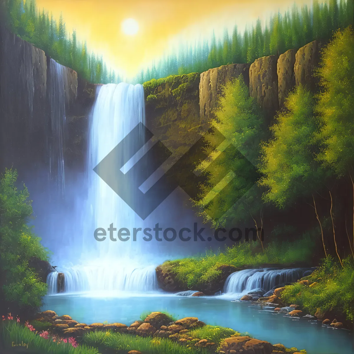 Picture of Serene Cascade in Majestic Forest