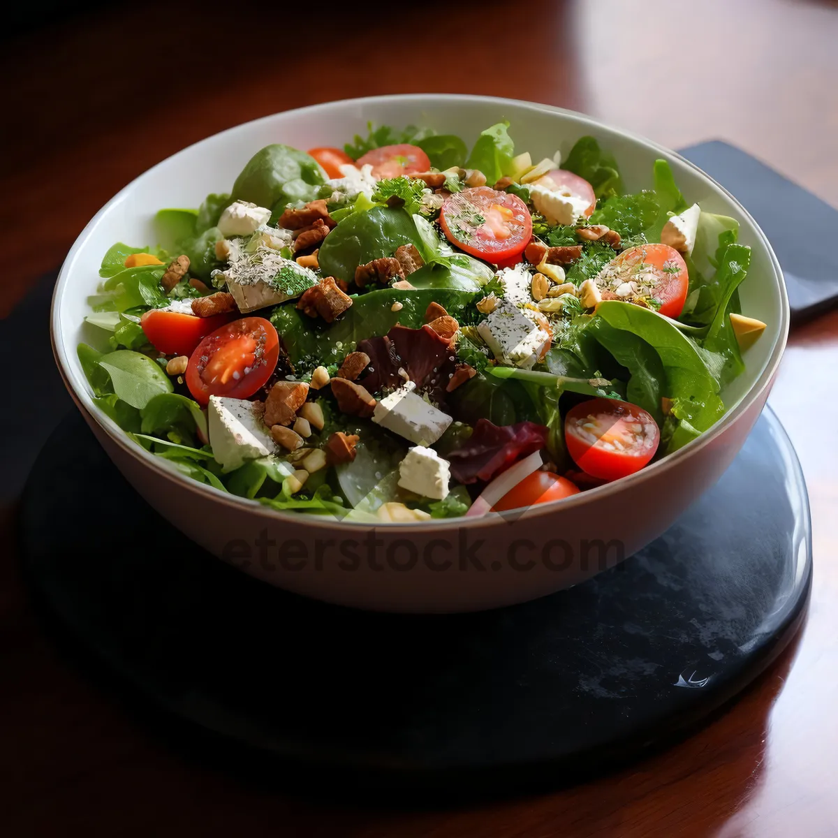 Picture of Fresh and healthy vegetable salad with tasty dressing