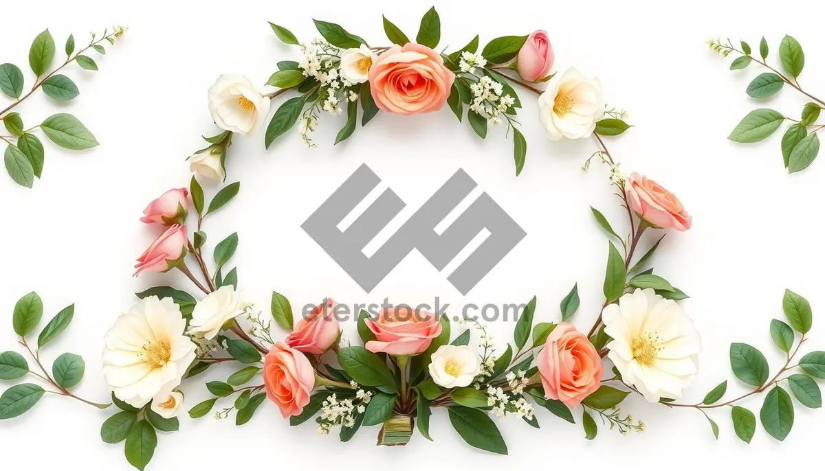 Picture of Pink Rose Blossom Decoration on Floral Frame