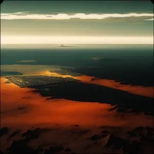 Tropical Sunset Beach with Palm Tree Silhouette