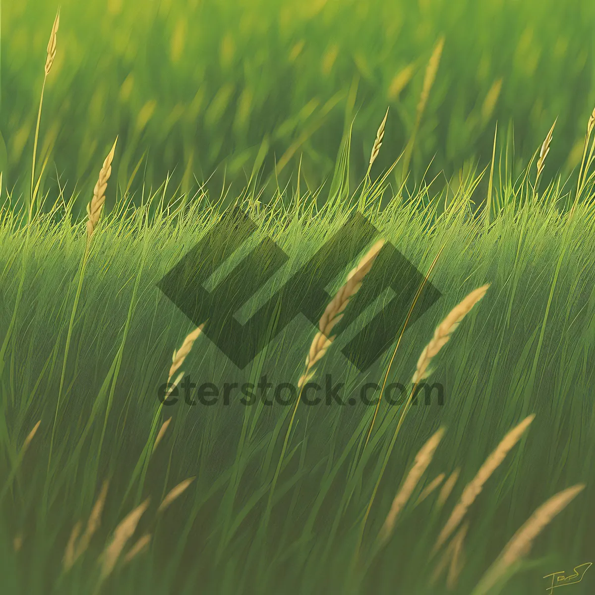 Picture of Vibrant Aquatic Meadow with Lush Wheat Fields