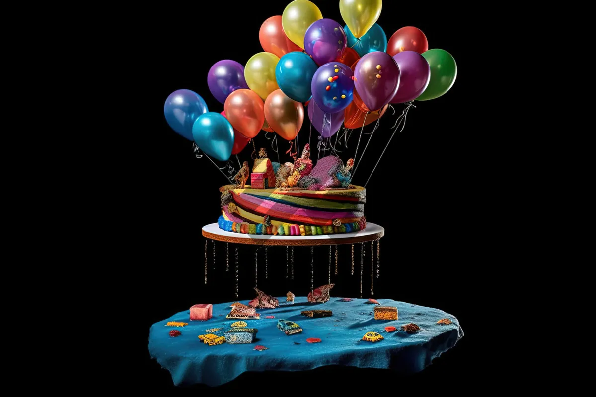 Picture of Colorful Birthday Party Balloons in Fun Aircraft Theme