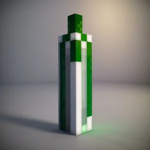 Lighter Device with Glass Bottle and Highlighter: 3D Image