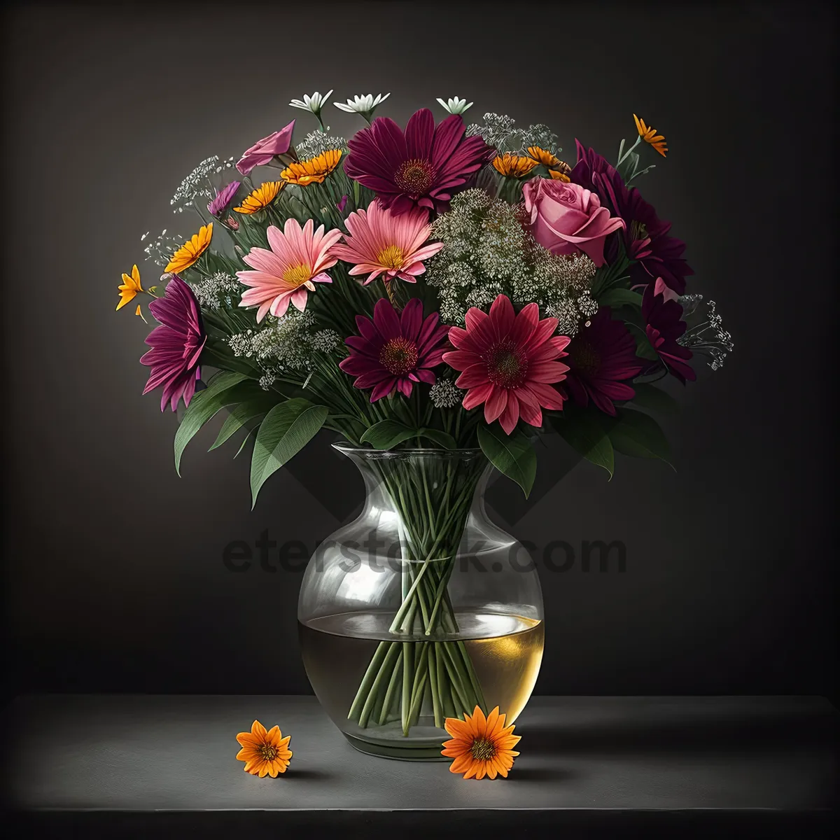 Picture of Colorful Spring Blossom Bouquet in Vase